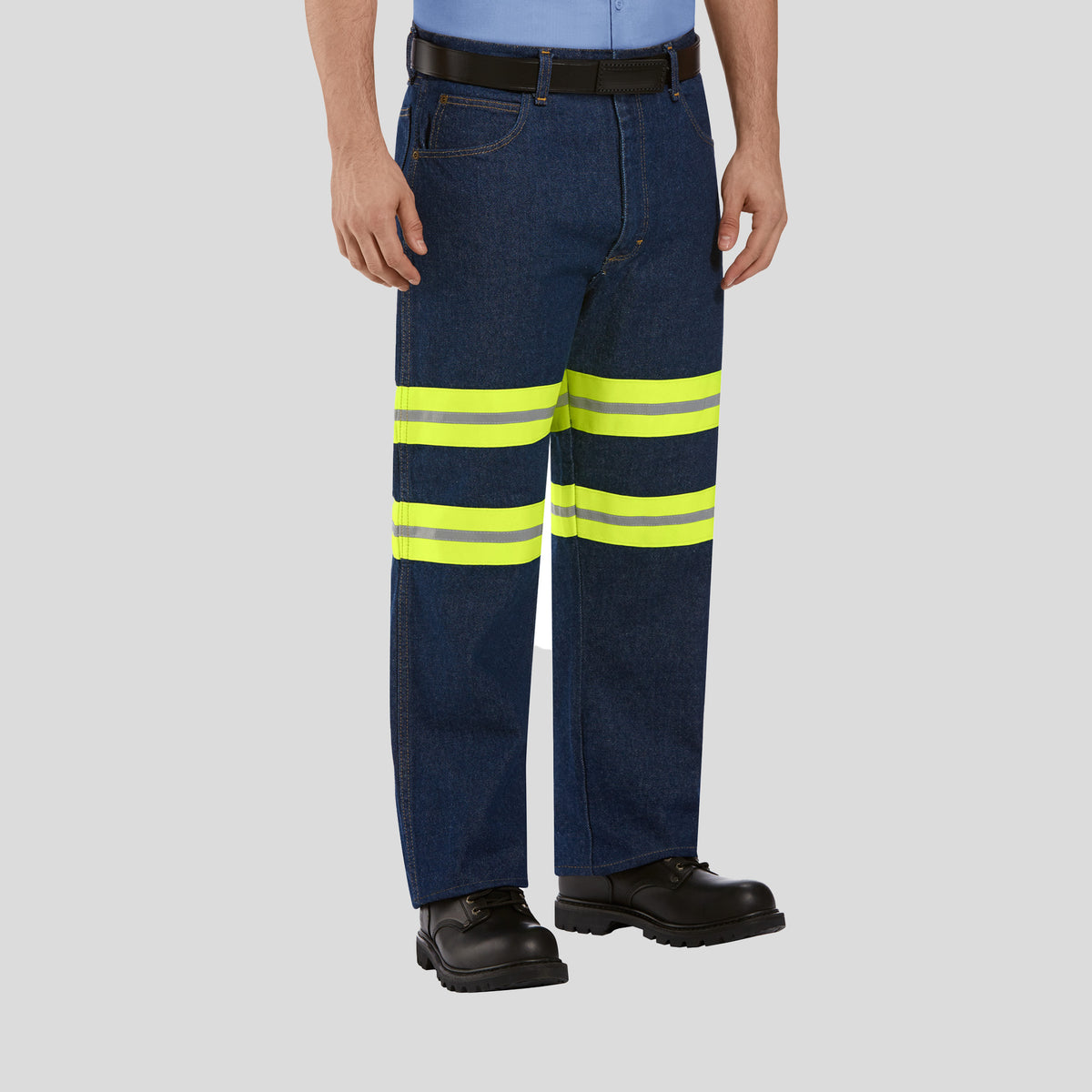 Men's Relaxed Fit Black Jean | Denim/Yellow Visibility Trim