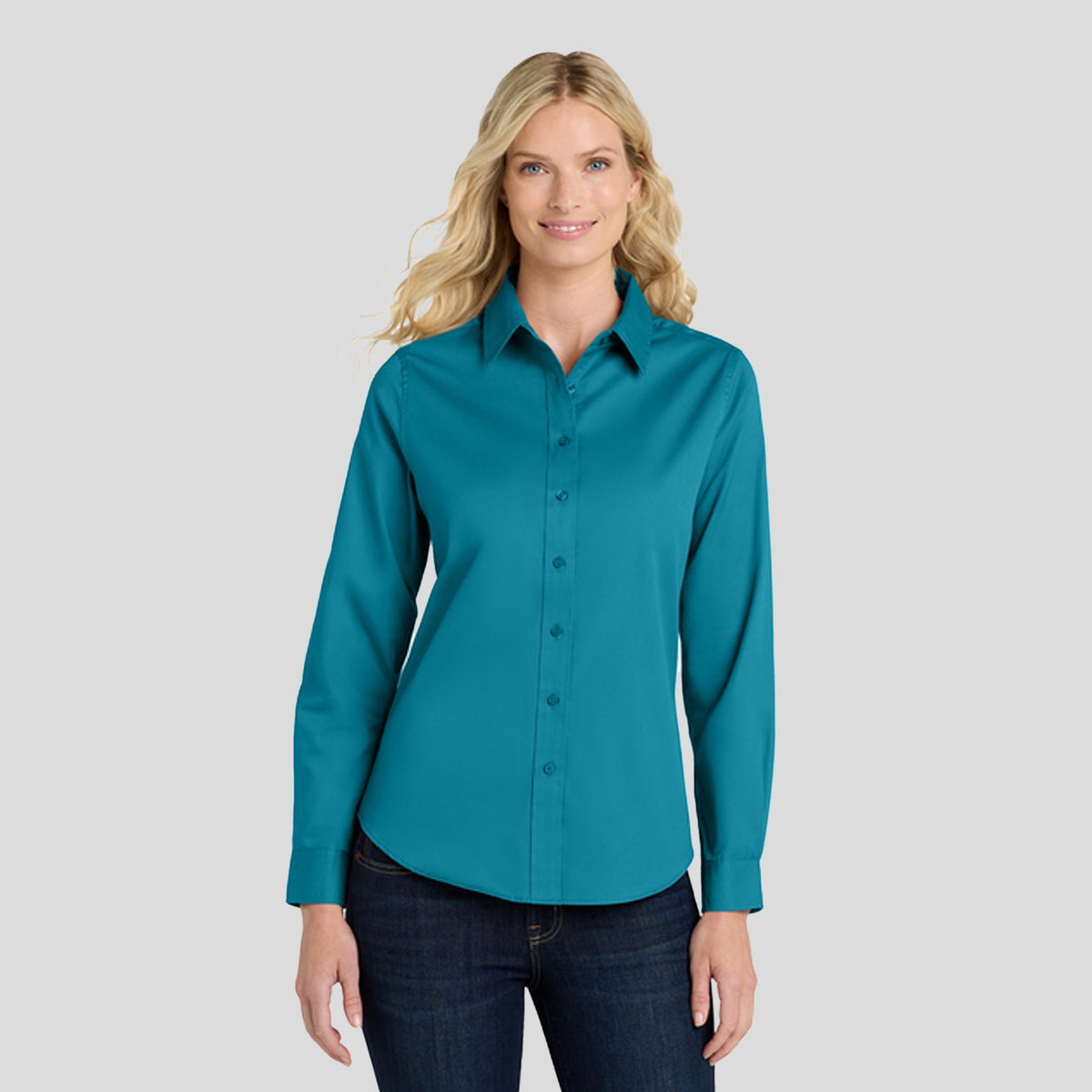 Women's Long Sleeve Easy Care Shirt | Teal Green