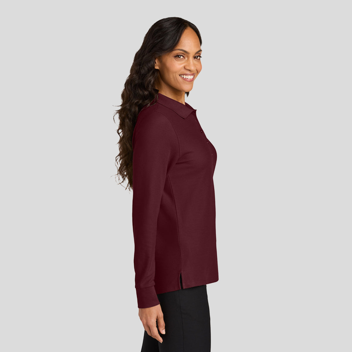 Womenβs Wearever Signature Pique Long Sleeve Polo | Burgundy