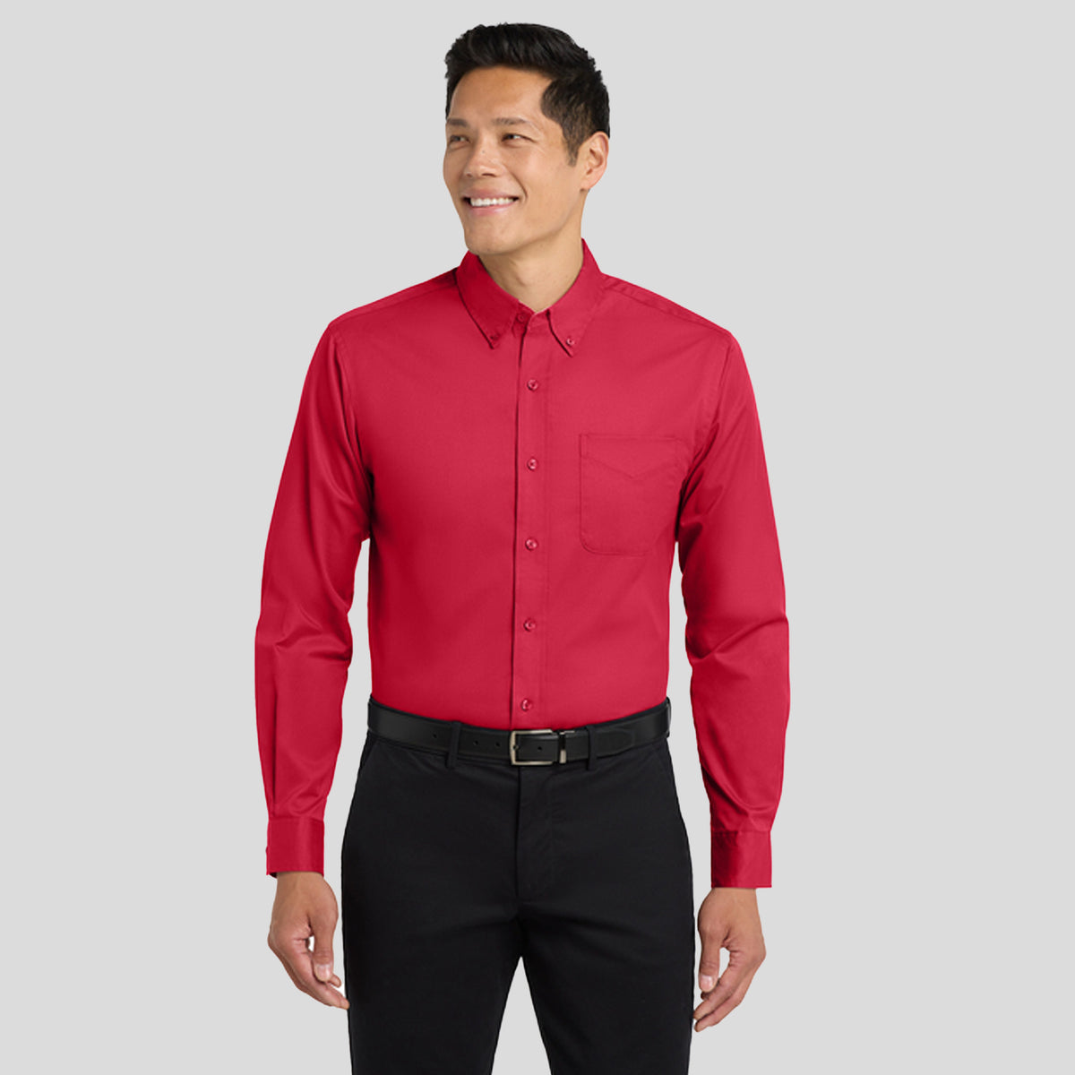 Long Sleeve Easy Care Shirt | Red/Light Stone