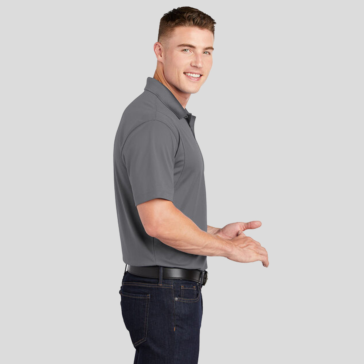Micropique Sport-Wickยฎ Polo | Grey Concrete