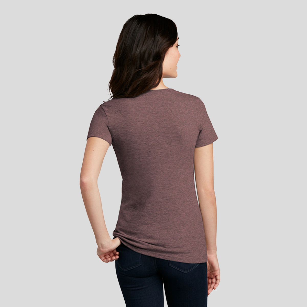 Womenโs Perfect Blendยฎ CVC V-Neck Tee | Rose Fleck