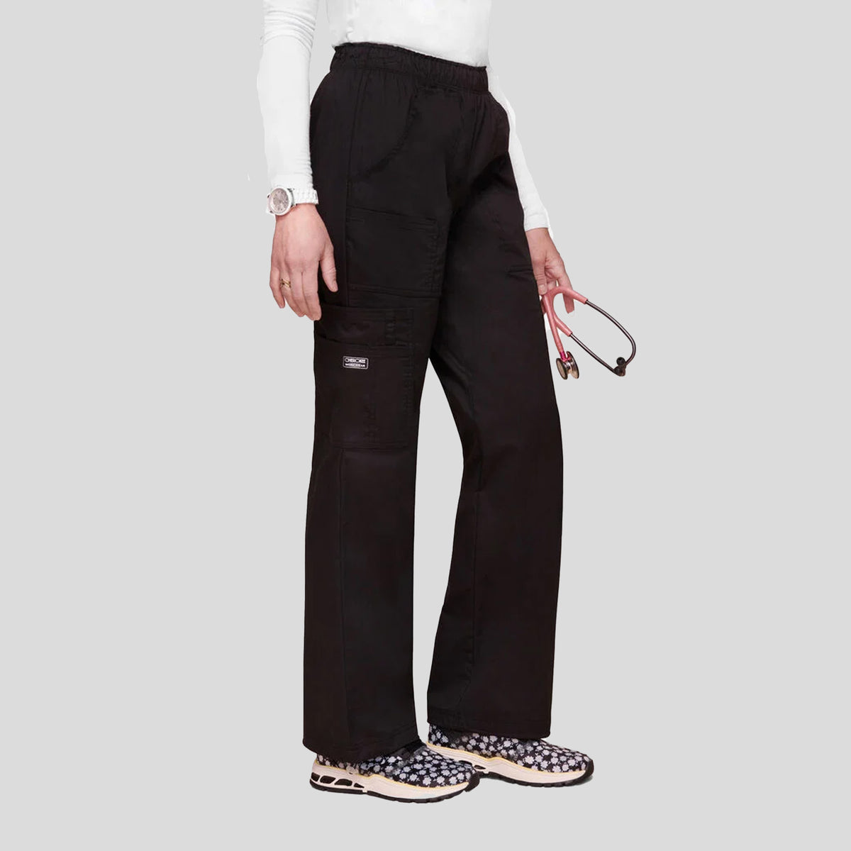 Elastic Waist Scrub Pant | Black