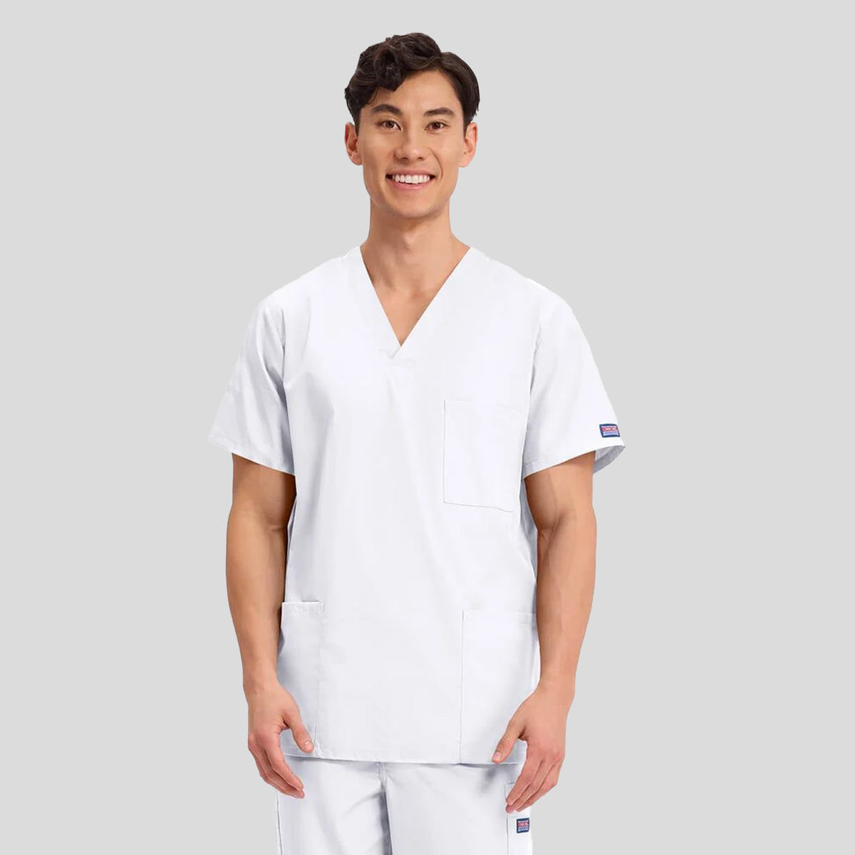 Unisex V-Neck 3 Pocket | White