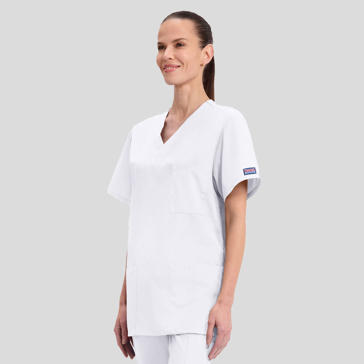 Unisex V-Neck 3 Pocket | White