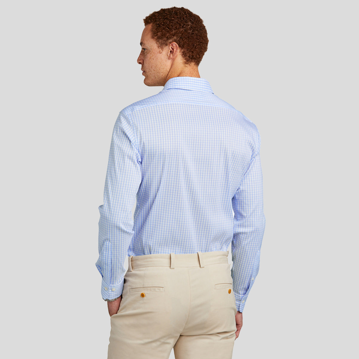 Tech Stretch Patterned Shirt | Newport Blue/Pearl Pink Fine Check