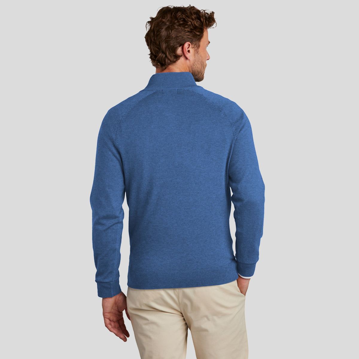 Men's Cotton Stretch 1/4-Zip Sweater | Charter Blue Heather