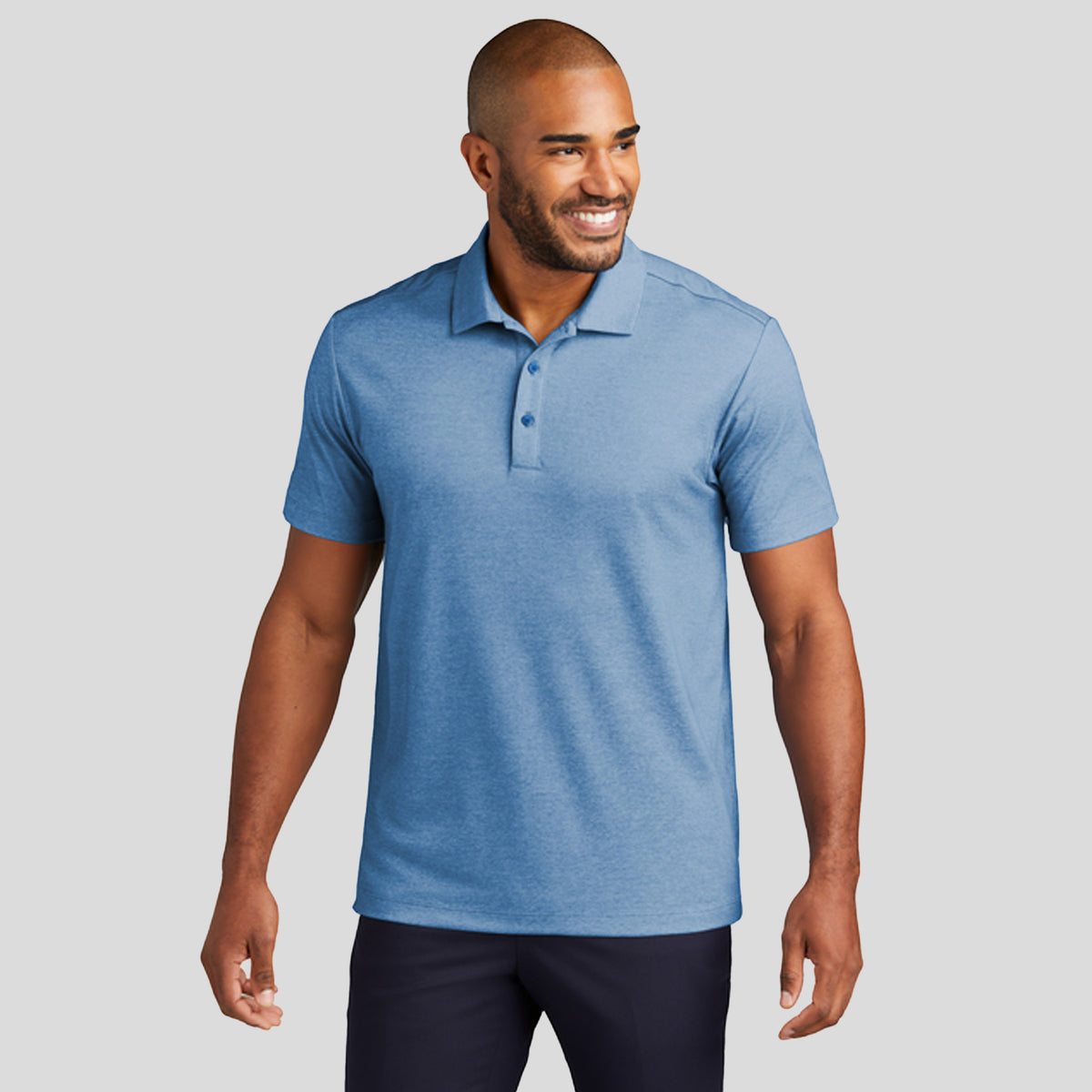 Fine Pique Blend Polo | Aegean Blue Heather
