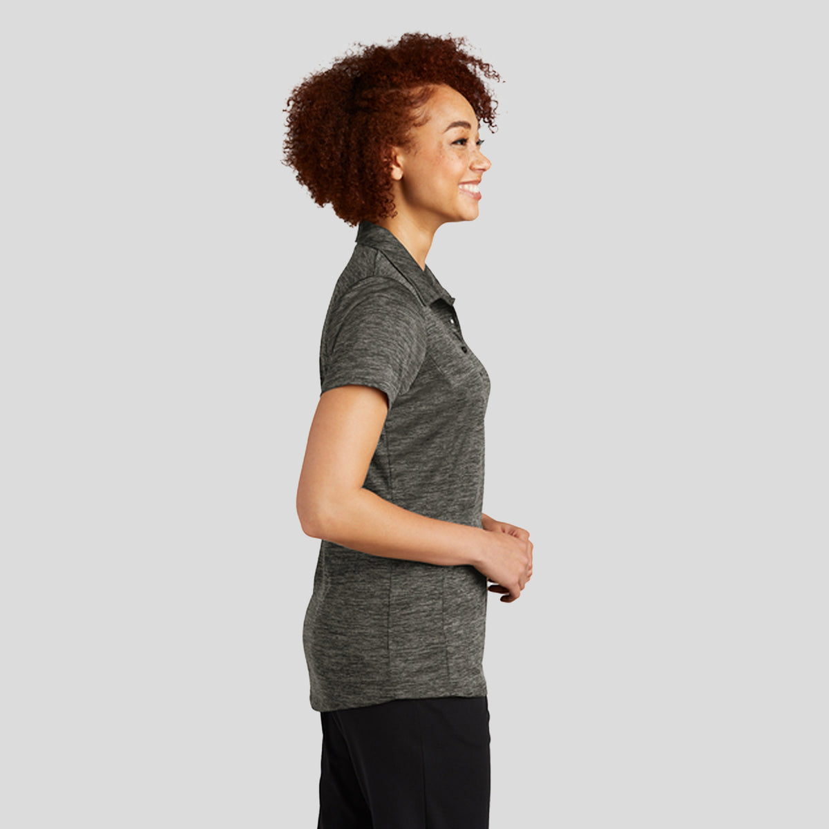 Women's PosiCharge® Electric Heather Polo | Grey-Black Electric