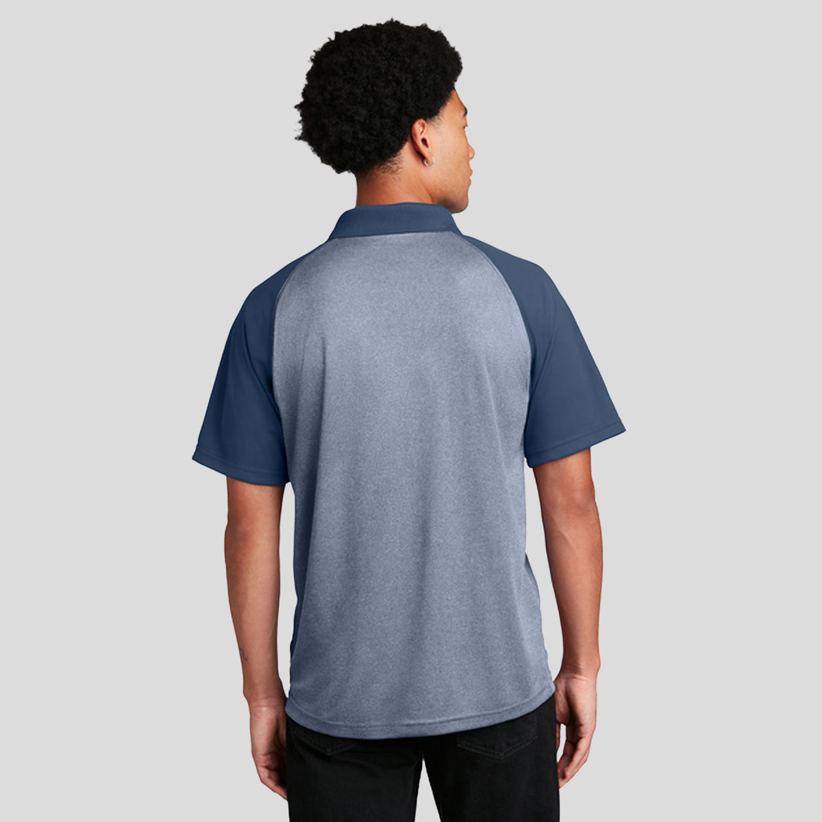 PosiCharge® RacerMesh® Raglan Heather Block Polo | True Navy Heather/True Navy (90 Days)