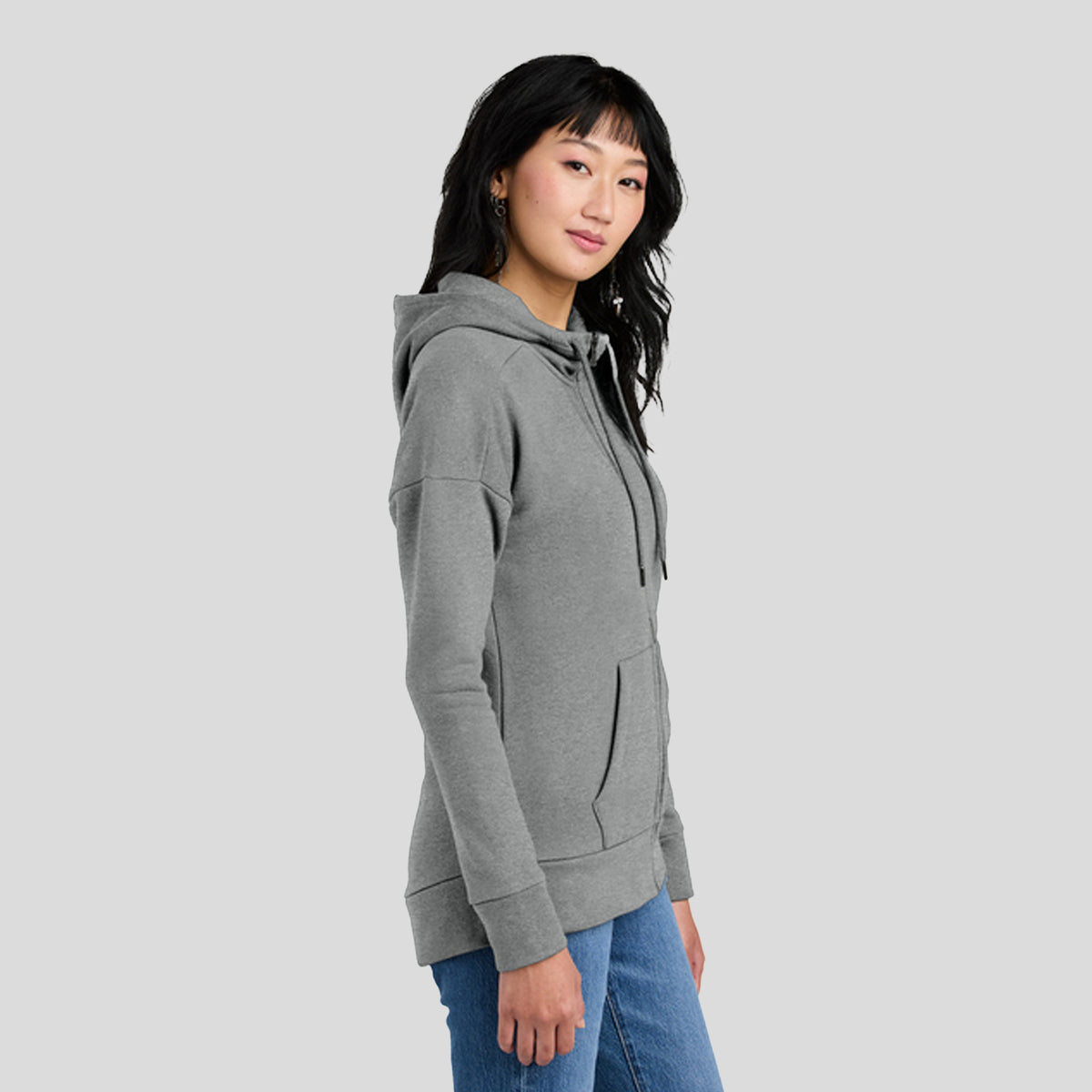 Women’s Perfect Weight® Fleece Drop Shoulder Full-Zip Hoodie | Heathered Steel