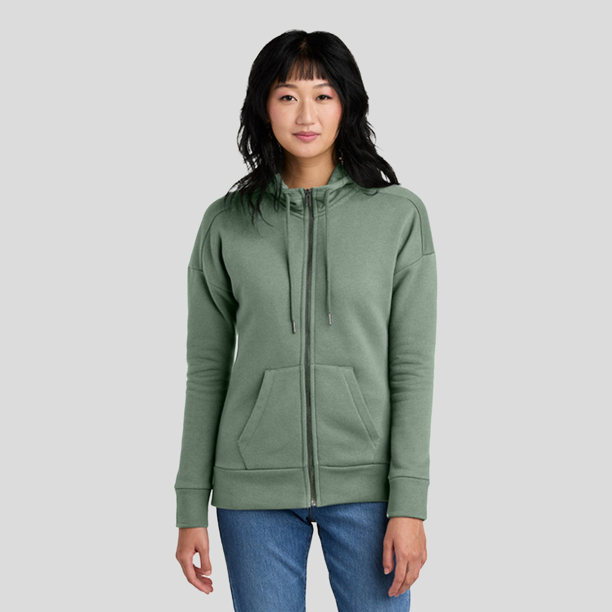 Women’s Perfect Weight® Fleece Drop Shoulder Full-Zip Hoodie | Laurel Green